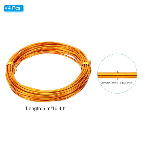 PATIKIL 16.4ft Aluminum Wire, 4pcs Jewelry Wire Bonsai Wire Metal Craft Wire 2mm 12 Gauge Wire for Crafts Bonsai Jewelry Making Beading Plants, Gold Tone - color: Gold Tone, size: 2mm x 16.4ft