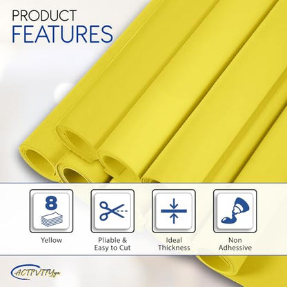 Yellow EVA Foam Sheets, 6 x 9 Inch, 2mm Thick – Foam Paper for DIY Arts and Crafts, School Projects, and More – 8 Pack - color: Yellow