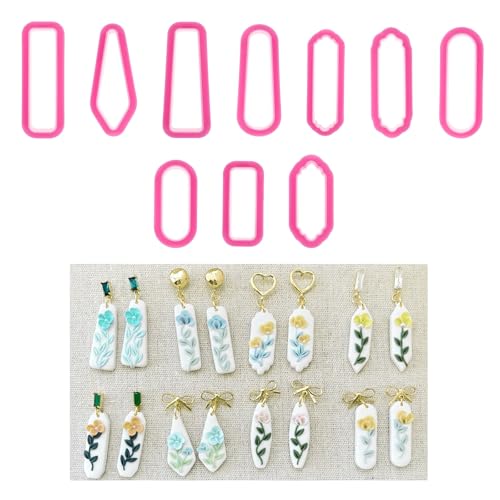 Polymer Clay Cutters, 10 Pieces Clay Sculpting Tools Polymer Clay Earrings Cutters Kit Basic Clay Cutters Tools Sculpting Polymer Clay Molds Dangle Shape Clay Cutters for Polymer Clay Jewelry Making