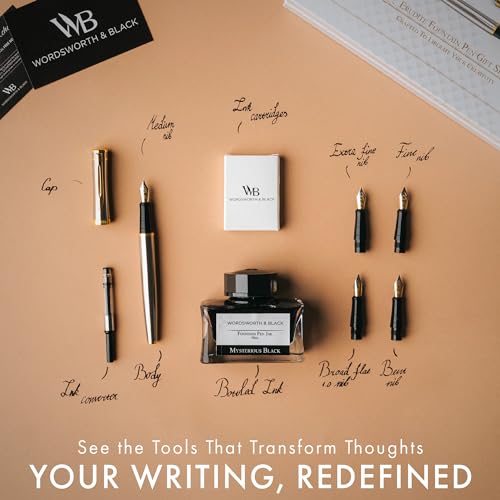 Wordsworth & Black Luxury Fountain Pen Set for Writing,6 Nibs,Silver Chrome - color: Silver Chrome