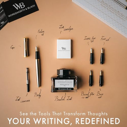 Wordsworth & Black Luxury Fountain Pen Set for Writing,6 Nibs,Silver Chrome - color: Silver Chrome