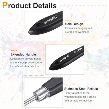 HARFINGTON Palette Knife Painting Tool 7.01" Stainless Steel Pointed Blade Spatula Painting Pallet Knife with Hole Design Beech Wood Handle for Oil Acrylic Canvas, Black/Silver - size: 7.01" x 1.1" x 0.47"