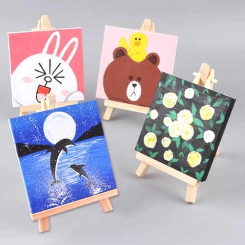 12 Pack 9 Inch Wood Easels, Easel Stand for Painting Canvases, Tripod, Kids Student Tabletop Easels for Painting, Art Craft Painting Easel Stand for Artist Adults Students - style: 12