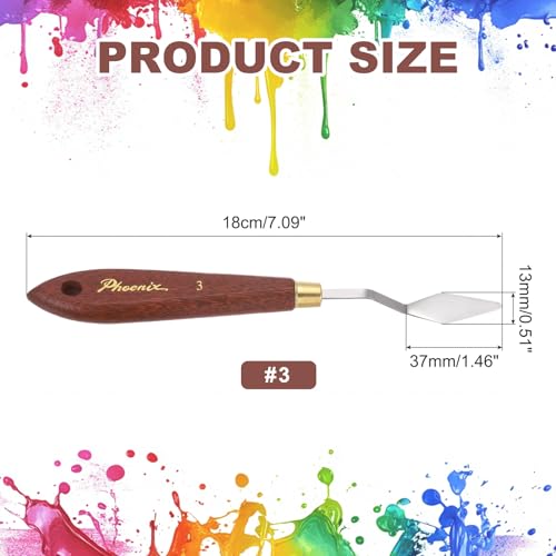MECCANIXITY Pack of 1 Palette Knife No.3, 7.1" Long Palette Knives with Stainless Steel Flexible Spatula Pallet Knife and Wood Handle for Scraping, Mixing, Oil Acrylic Painting Canvas - style: No.3