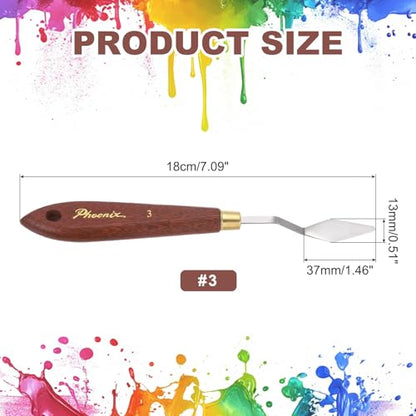 MECCANIXITY Pack of 1 Palette Knife No.3, 7.1" Long Palette Knives with Stainless Steel Flexible Spatula Pallet Knife and Wood Handle for Scraping, Mixing, Oil Acrylic Painting Canvas - style: No.3