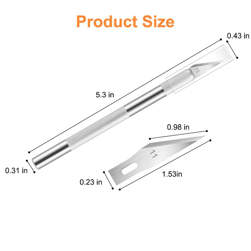 5PCS Craft Knife Hobby Knife Includes 50PCS Spare Exacto Knife Blades #11, HEADLEY TOOLS Precision Exacto Knife Set Ideal for Crafting, Scrapbooking, Arts, DIY, Stencil, Carving - color: Silver