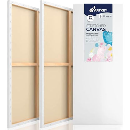 Large Canvas for Painting 16x40 Inch 3-Pack, 12.3 oz Triple Primed 100% Cotton Stretched Canvas, Blank Large Canvases for Oil Paint Acrylics Pouring & Wet Art Media - size: 16"x40"(3-Pack), style: Studio