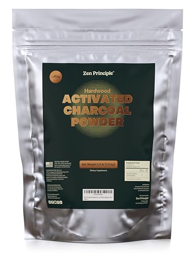 Zen Principle Hardwood Activated Charcoal Powder 100 Percent from USA Trees. All Natural. Whitens Teeth, Rejuvenates Skin and Hair, Supports Better Digestion, 40 Oz
