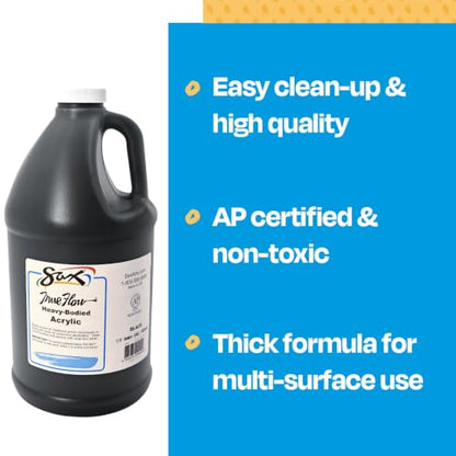 Sax Heavy Body Acrylic Paint for School and Arts and Crafts Use, Mars Black, 1/2 Gallon