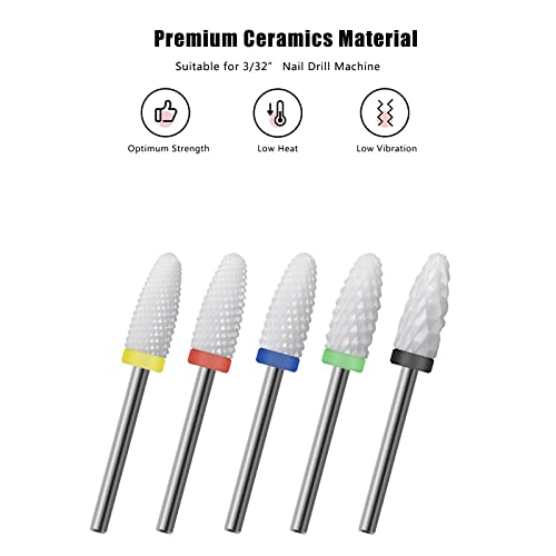 Ceramic Nail Drill Bit 10Pcs-3/32 Nail Drill Bits for Acrylic Nails,Professional Electric Nail Drill for Crystal Nail Extension Nail Removal,The Short Handle Does Not Shake., 1.0 Count - size: Combo 02