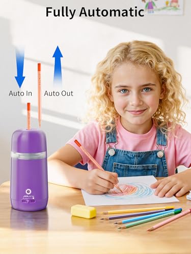 JARLINK Automatic Electric Pencil Sharpener, Rechargeable - color: Purple
