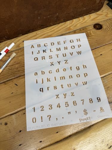 Bold Font Letter Stencils 1/2" - Letters & Numbers - Uppercase & Lowercase Alphabet - Painting, Drawing, Wood, Vinyl & Crafts 8.5” x 11”