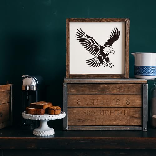 INFUNLY 6Pcs Eagles Painting Stencil for Wall Reusable Wall Stencils Forests Walls Template for Painting 7.87x7.87, 8.27x11.69 Feathers Templates for Crafts Cement Wood Furniture Home Decor - style: 6PCS Eagles