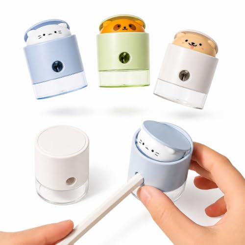 Cute Pencil Sharpener for Kids, Animal Pop-Up When Sharpened, Manual Pencil Sharpeners with Carbon Steel Blade &Transparent Shavings Box, for Students School Office Supplies