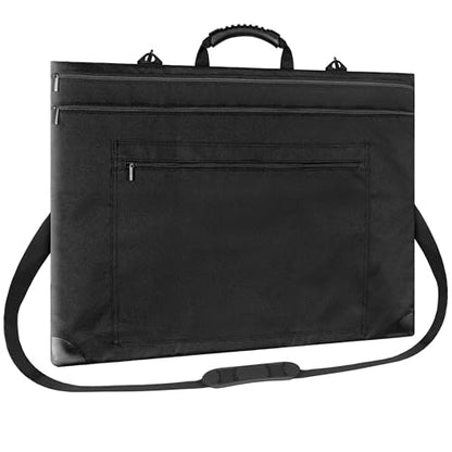 ZKOO 18x24 Art Portfolio Bag (20x24 Case Fits 18 x 24), Light Weight Artist Canvas Case with Detachable Shoulder Strap, Leather Corners for Artwork, Posters, Sketching, Drawing (Black) - size: 20 x 24 inches