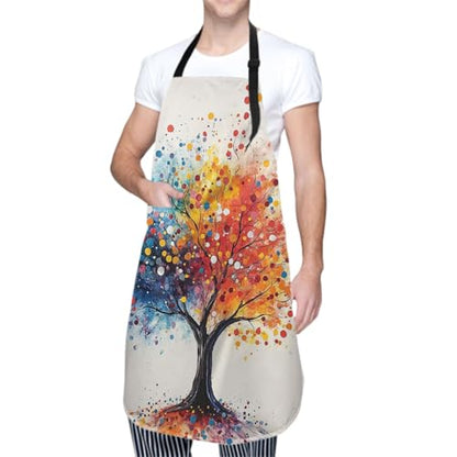 Imiss Waterproof Stain-Resistant Cooking Chef Aprons for Grill BBQ Baking 27 X 31 Inch - color: Colorful Painting Tree