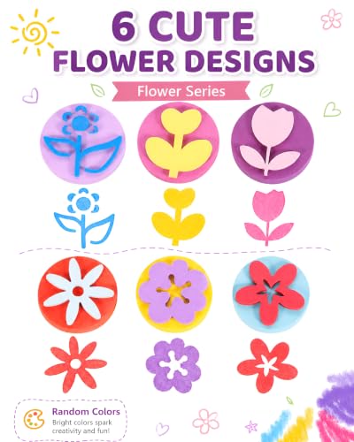 NUOBESTY 6 Pack EVA Sponge Painting Stampers, Flower Shapes for Kids - size: 6.00X6.00X2.50CM