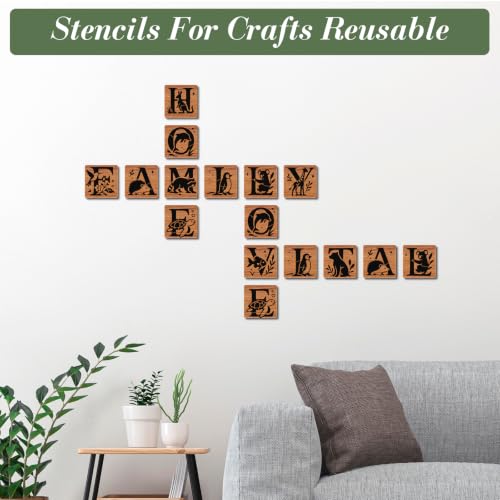 Letter Stencils for Crafts Reusable 36Pcs Number Stencils(5.1X5.1 inch) - color: Animal Letters