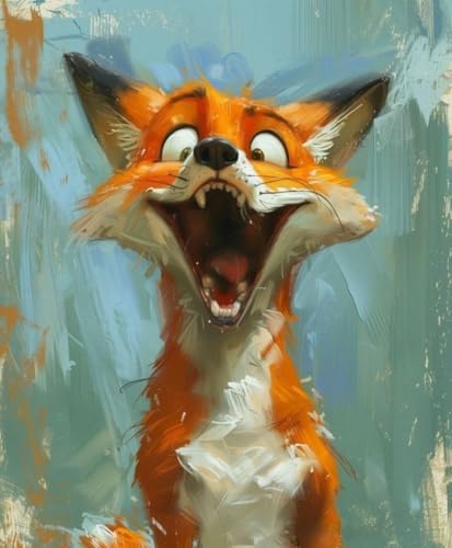 FunLynJoy Paint by Numbers for Adults Beginner, Funny Animals Paint by Numbers Funny Pet 16 x 20 Inch (Fox) - color: Fox