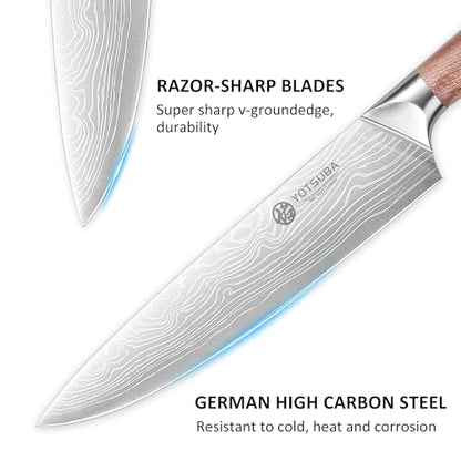 YOTSUBA 9 Inch Japanese Chef Knife with Full Tang Rosewood Handle - style: 9 inch chef knife