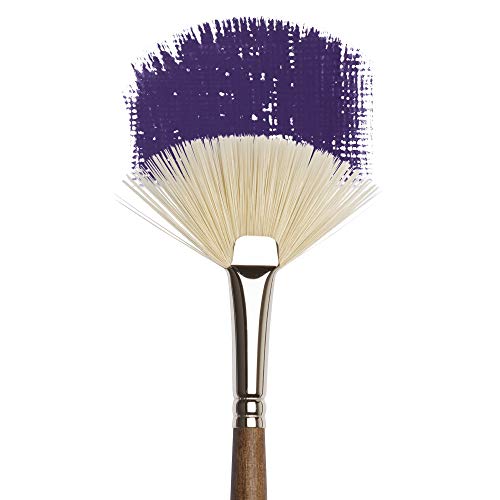Winsor & Newton Artists' Oil Synthetic Brush, Fan #6 | Synthetic Flagged Bristles, Excellent Color Carrying Capacity, Handmade in England, For Oil Paint - style: Fan #6