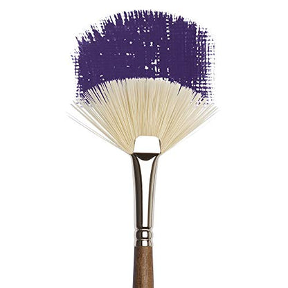 Winsor & Newton Artists' Oil Synthetic Brush, Fan #6 | Synthetic Flagged Bristles, Excellent Color Carrying Capacity, Handmade in England, For Oil Paint - style: Fan #6