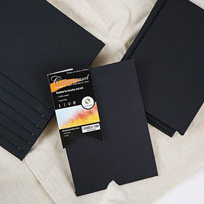 CONDA Black Canvas Panels 5x7 inch, Pack of 14, 100% Cotton Acid-Free, 8 oz Gesso-Primed, Art Boards for Oil & Acrylic Painting - size: 5"x7"