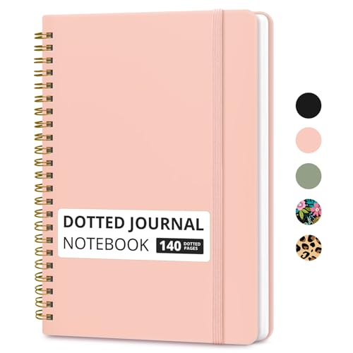 Taja Dotted Spiral Journal Notebook for Women & Men, 140 Pages, Dotted Notebook for Journaling & Note Taking, Journals for Writing, A5(5.7" x 7.9") – Pink - color: B.Pink, style: b-Dotted