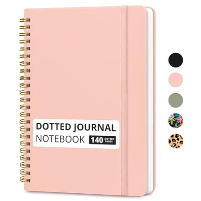 Taja Dotted Spiral Journal Notebook for Women & Men, 140 Pages, Dotted Notebook for Journaling & Note Taking, Journals for Writing, A5(5.7" x 7.9") – Pink - color: B.Pink, style: b-Dotted