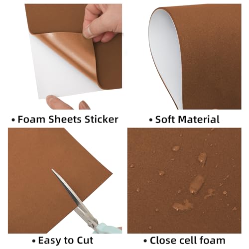 MEARCOOH Self Adhesive Foam Sheets, Brown 9x12 Inch 2mm Sticky Eva Foam Paper for Crafts Cardmaking Photo Frames Classroom Scrapbooking Christmas Crafts (Brown 10 Sheets) (Pack of 4) - color: Brown Self-adhesive, size: 9X12in-2mm (Pack of 4)