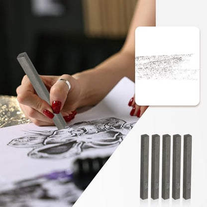 PATIKIL Compressed Charcoal Sticks, 6 Pack HB Grade Art Supplies Sketch Square Stick for Artist Drawing Sketching Shading Painting, Black