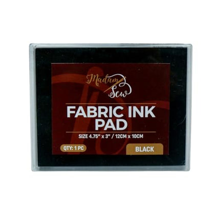 Madam Sew Permanent Fabric Ink Stamp Pad | Crisp, Washable Impressions on Cotton & Linen | Fade-Resistant Fabric Stamp Ink Pad for Fabric Crafts, Labels & Gifts | Works with All Rubber Stamps (Black) - color: Black