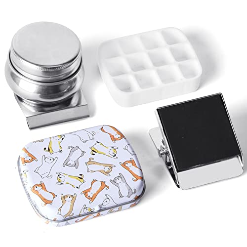 Portable Travel Watercolor Palette, Mini Metal Tin Box,12-Well Empty Tins - color: Outdoor Painting Set-lying Cat