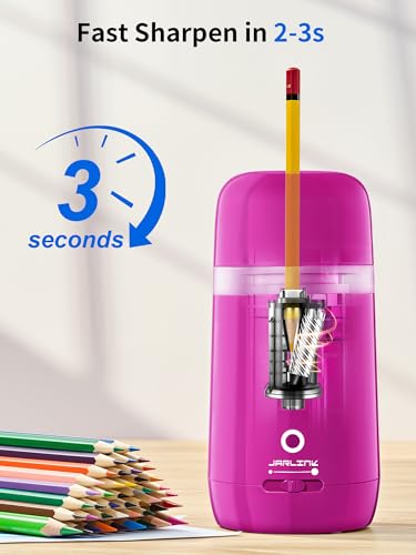 JARLINK Automatic Electric Pencil Sharpener, Rechargeable - color: Pink