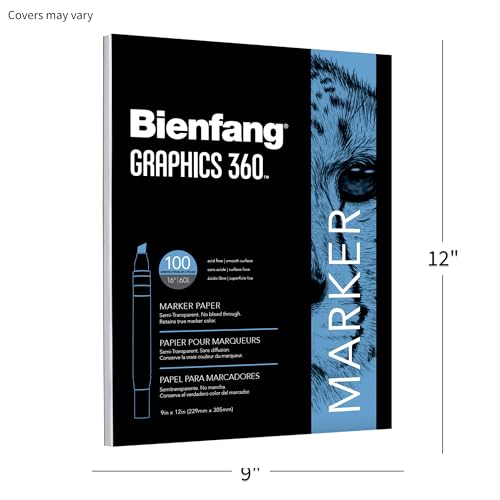 Bienfang Graphics 360 Marker Paper Pad, 9-Inch by 12-Inch, 100 Sheets - size: 12 by 9-Inch, 100 Sheets