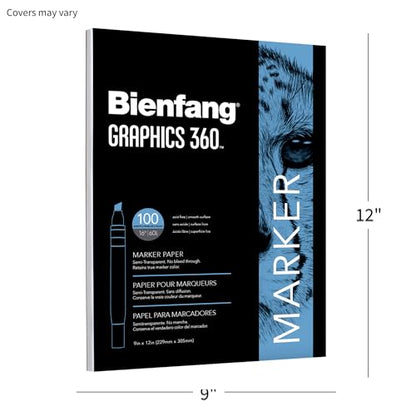 Bienfang Graphics 360 Marker Paper Pad, 9-Inch by 12-Inch, 100 Sheets - size: 12 by 9-Inch, 100 Sheets