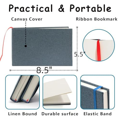 5.5" x 8.5" Watercolor Pad, Pack of 2 (76 Sheets), 110 lb (230 GSM) | Acid-Free Paper, Watercolor Book with Linen Bound for Watercolor Techniques and Mixed Media