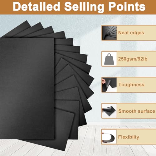 Silunkia 120 Sheets Shimmer Black Cardstock 8.5 x 11 Crafts Paper 92lb | Heavyweight Construction Paper Card Stock for Halloween, DIY Cards Making, Greeting Cards, Party, Wedding Invitations - color: Black, size: 120 Sheets