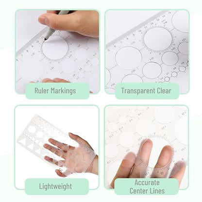 Mr. Pen- Circle Template, 2 pcs, Circle Template for Drawing Stencils - style: Circle, Hexagons, Squares, Triangles Template