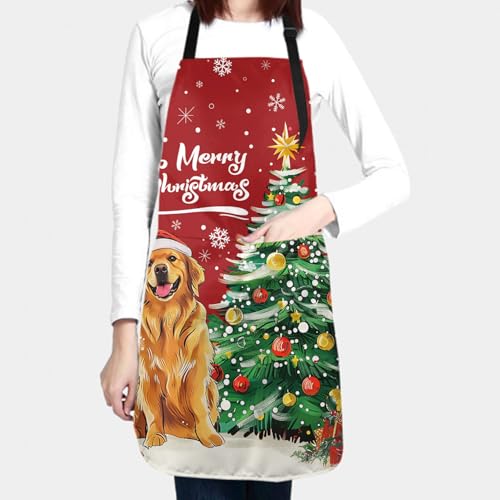 Imiss Waterproof Stain-Resistant Cooking Chef Aprons for Grill BBQ Baking 27 X 31 Inch - color: Merry Christmas