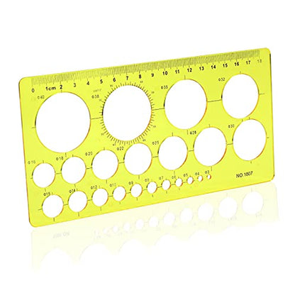 LOKUNN Circle Template Circle Round Stencil Templates Round Hole | Multi-Function, Circle Template for Drawing Elliptical for Stencil Ruler School Office Supplies (Yellow) - color: 1 pcs yellow