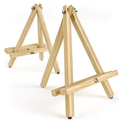 ARTEZA Tripod Easel, Pack of 6, 12 Inches, Natural Pine Wood Finish for Small to Medium Canvases with Non-Slip Legs