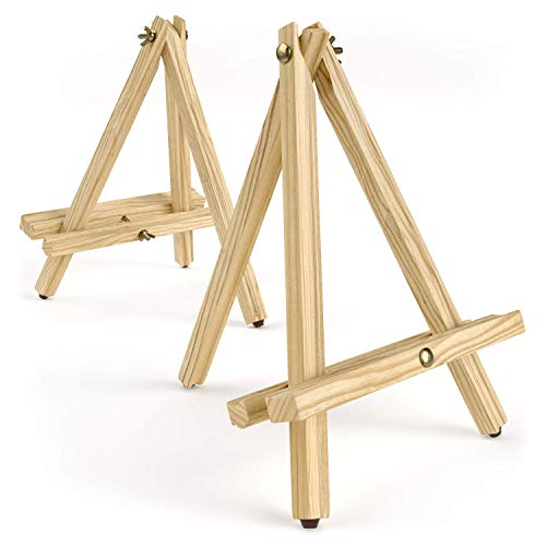 ARTEZA Tripod Easel, Pack of 6, 12 Inches, Natural Pine Wood Finish for Small to Medium Canvases with Non-Slip Legs