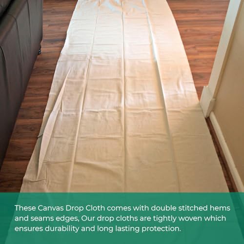 Canvas Drop Cloth for Painting 9x12 feet Pack of 4-8oz Painters Drop Cloths for Painting - All Purpose Canvas Tarps for Floor & Furniture Protection - Recycled Cotton Fabric - size: 9x12 Ft - 2 pc (Pack of 2)