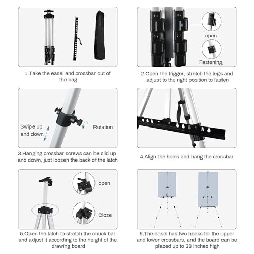 RRFTOK Easel Stand for Painting and Sign, Adjustable 17-66 Inch - style: 66S 1-Pack