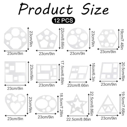 12 Pcs Drawing Stencil Geometric Stencils Circle Square Heart Star Template Set for Painting Basic Shape Tracing Simple Drawing Stencils for Classroom Painting DIY Craft (9x9 Inches) - size: Large