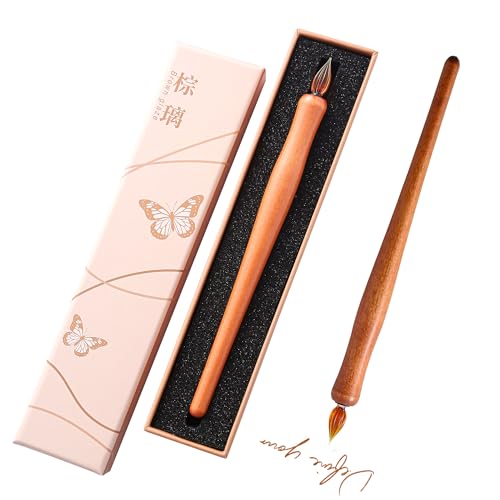 Wooden Handmade Glass Dip Pen Glass Calligraphy Pen for Writing Painting Signing Calligraphy