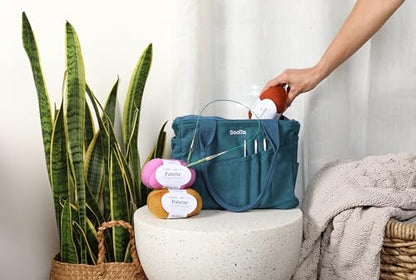 Soolla Studio Bag: Art Supply Storage Organizer & Pottery Tool Bag, Washable Tote, Yarn Bag, Crochet, 30 Pockets, 15+ Colors - color: Blackout
