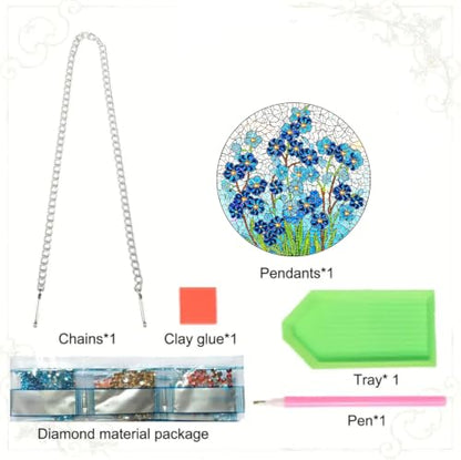 RYMILIE Hanging Diamond Art Kits for Adults Blue Flowers 8x8inch - color: DP04407