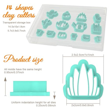 ORIGACH 14 Pcs Potted Plant Clay Cutters Set | Cactus Polymer Clay Cutter for Earring Making Potted Plant Shape Clay Cutters for Jewelry Making - style: Potted Plant